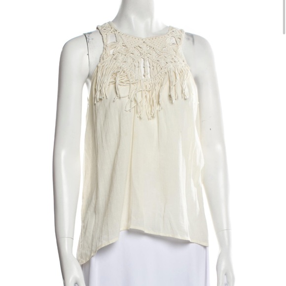 Ulla Johnson Deia Fringe Macrame Crochet Cotton Tank Top Blouse 4 - Picture 2 of 4